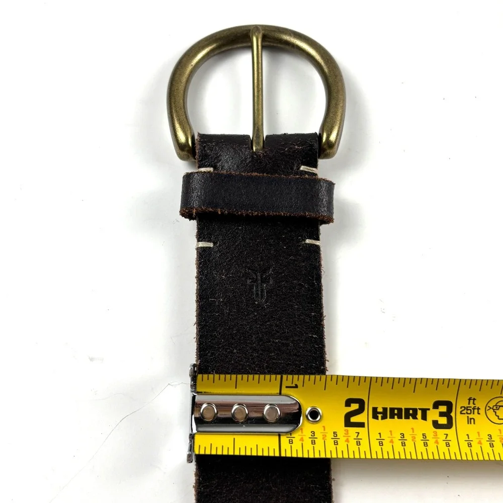 Frye Leather Belt Womens XL 38-42 Brown Brass Buckle Americana Heritage Western